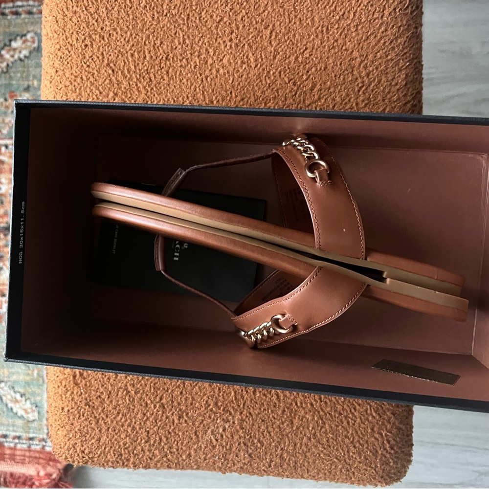 COACH NWT Jaclyn Leather Sandal Brown 8.5 - Picture 5 of 7